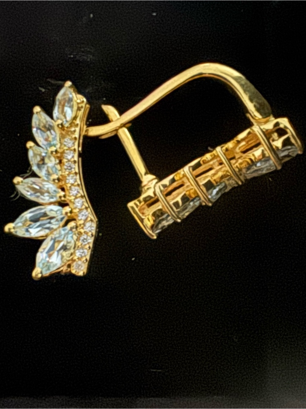 925 Silver. Gold plated Blue Topaz and Cubic Zirconia earrings